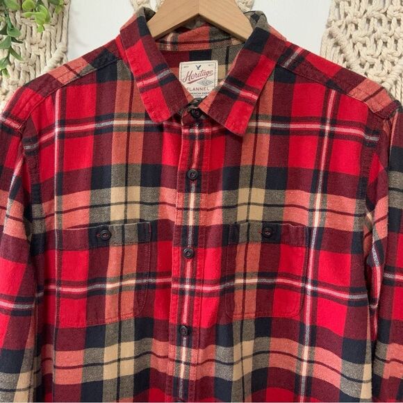 AMERICAN EAGLE Men’s Heritage Classic Fit Flannel Red Plaid Size XL - Picture 3 of 9